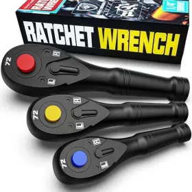 Aiourx Ust10645 3pcs Stubby Ratchet Set 1/4ftft 3/8ftft 1/2ftft Drive 1/4 Inch 3/8 1/2 Mini