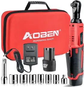 Aoben 114129816036 3/8 Inch 12v Power Electric Ratchet Wrench Set With 1 2000mah Lithium-ion Battery