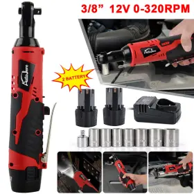 Ld-l1210 Autojare 12v Electric Cordless Ratchet 2 Battery Set Right Angle Wrench Tool 3/8ftft 60nm