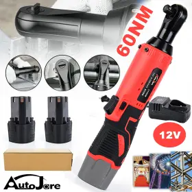 Xl-l1205-15a3 Autojare 12v Electric Cordless Ratchet 3/8 Inch Right Angle Wrench Impact Power Tool 2 Battery