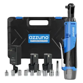 1201 Azzuno 3/8 Inch Electric Ratchet Wrench Set 30 Ft-lbs Cordless Blue