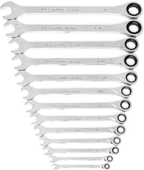 85199 Branded Xl Ratcheting Combination Sae Wrench Set 13 Pc. 12 Point Silver