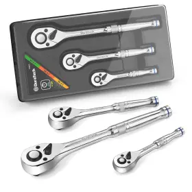 Duratech 820909693406 3-piece Ratchet Set 1/4 Inch 3/8 1/2 1/4-inch Silver