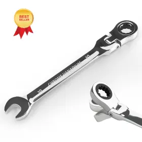 8553 Egofine 10mm Ratchet Wrench Flex Head Ratcheting Combination Gray Chrome