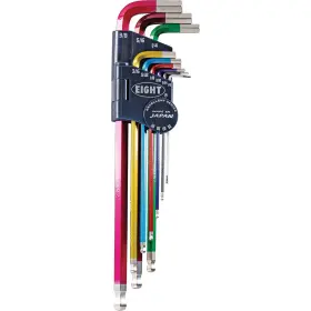 Etl-telc-s9n Eight Tool Taper Head Hex Key L-handle Extra Long Set - 9pc 1/16-3/8 Inch Mlti-clr 2 Count