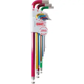 Etl-tlc-s9n Eight Tool Taper Head Hex Key L-handle Extra Long Set - 9pc 1.5-10mm Mlti-clr 2 Count