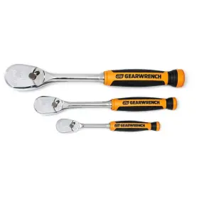 81207t Gearwrench 1/4 Inch 3/8 And 1/2 Drive 90-tooth Dual Material Teardrop Ratchet Set 3-piece