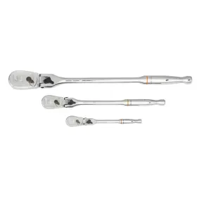 Gearwrench 81276t Ratchet Set 3pc 1/4 3/8 1/2 Drive 90 Tooth Locking Flex Head Teardrop