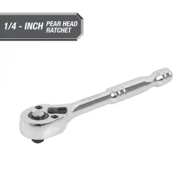 Greatnecksaw Mfg 313038441418 Hyper Tough 1/4 Inch Pear Head Ratchet Wrench - Durable Corrosion-resistant