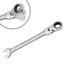 Zque0105-113-004 Harskiyer 10mm Flex Head Ratchet Wrench 12 Point Chrome Silver
