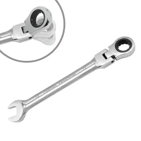 Zque0105-113-005 Harskiyer 12mm Flex Head Ratchet Wrench 12 Point Chrome Silver