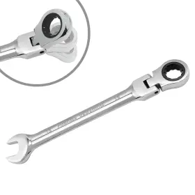 Zque0105-113-006 Harskiyer 15mm Flex Head Ratchet Wrench 12 Point Chrome Silver