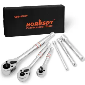 81019 Horusdy 3-piece Ratchet Set 1/4 Inch 3/8 1/2 Drive Silver