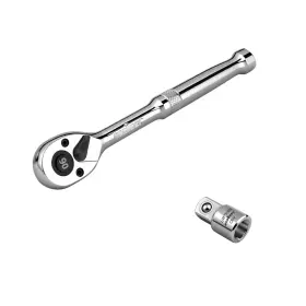 81149 Horusdy 1/4 Inch Drive 90-tooth Quick-release Ratchet Handle Silver