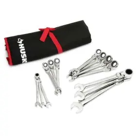Husky 037103326430 13 Piece Standard Long Size Metric Flex Head Combination Ratcheting Wrench Set