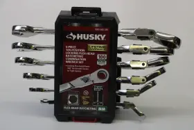 1005665285 Husky 100-position Chrome Flex Lock Ratcheting Metric Combination Wrench Set 6-piece