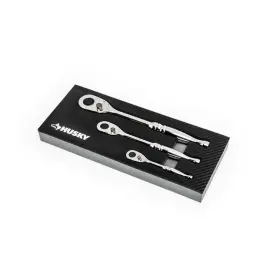 H72rat3pceva Husky Ratchet Set 72-tooth Flush-mounted Reversing Lever Chrome Finish 3-piece