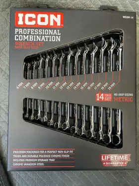 Wcam-14 Icon 64712 Anti Slip Wrench Set Metric - Silver
