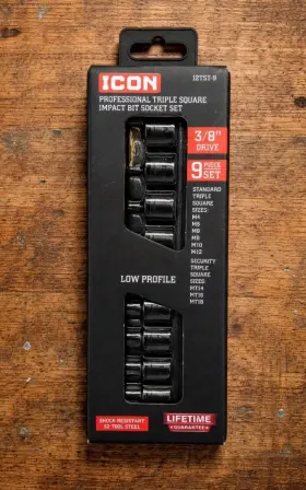 Gll50-20 Icon 9pc 3/8 Inch Professional Triple Square Impact Bit Socket Set 59803 New