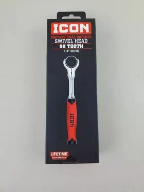 64694 Icon R1sw 1/4 In Drive 90 Tooth Swivel Head Ratchet With Comfort Grip Handle - New