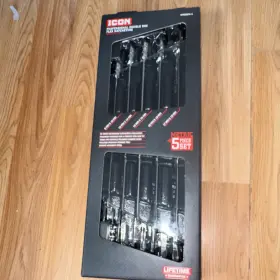 Wrdmf-5 Icon Professional Flex Head Double Box Ratcheting Metric Wrench Set 5pc Chrome