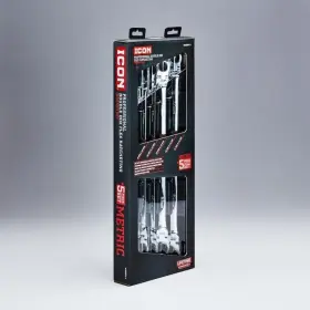 Icon Wrfm-5 Extra-long Professional Metric Double Box Flex Ratcheting Wrench Set 5-pc