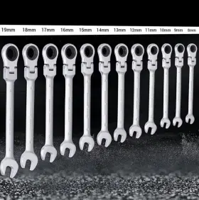 Imountek 616043314778 12pcs 8-19mm Metric Flexible Head Ratcheting Wrench Combination Spanner Tool Set