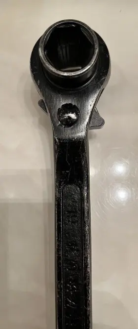 Rw-1922 Japanese Vintage Double End Rachet/wrench 19mm X 22mm Baked Blk Coating Spike