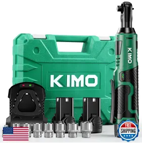 B07x37xmx3 K I M O. Kimo 12v Cordless Electric Ratchet Wrench Set 40ft-lbs 400rpm 3/8 Inch With 2x2.0ah Ba