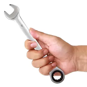 Kinjoek 18712983 1 Pcs 17mm 12pt Ratchet Wrench Metric Ratcheting Silver