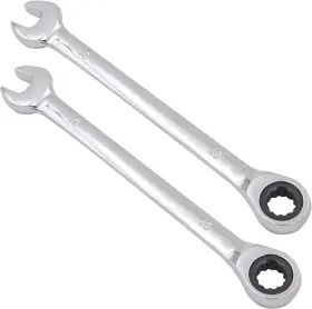 Kinjoek 797550549096 2 Pcs 10mm 12pt Ratchet Wrench Metric Ratcheting 2pcs Silver