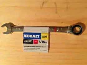 0338405 Kobalt 7/16 Inch Pro 90 12 Point Reversible Ratcheting Combination Wrench Pro90 New