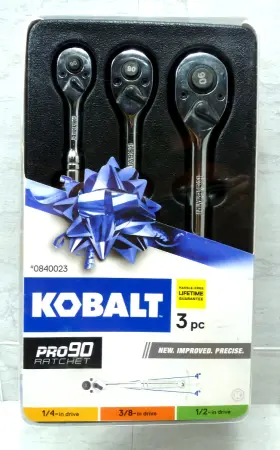 Pro90 Kobalt 099198898087 3 Pc Ratchet Set 1/4 Inch Drive 3/8 1/2 Quick Release