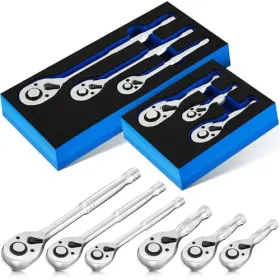Hiu-lasnten-1545 Lasnten 6 Piece Ratchet Set 72 Tooth 1/4 Inch 3/8 1/2 Drive Wrench