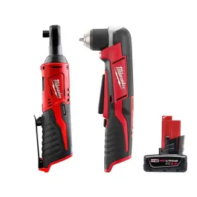 2457-20-2415-20-48-11-2460 Milwaukee M12 12v Lithium-ion Cordless 3/8 Inch Ratchet With Right Angle Drill And 6.0 Ah