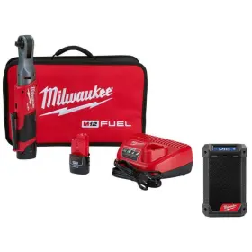 2557-22-2951-20 Milwaukee M12 Fuel 12v Lithium-ion Brushless Cordless 3/8 Inch Ratchet Kit With Bluetooth/am/f