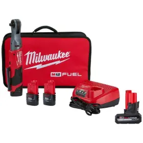 2557-22-48-11-2450 Milwaukee M12 Fuel 12v Li-ion Brushless 3/8 Inch Cordless Ratchet Kit With 2 2.0ah Batteries Char