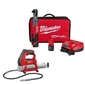 2558-22-2446-20 Milwaukee M12 Fuel 12v Lithium-ion Brushless Cordless 1/2 Inch Ratchet Kit With Grease Gun