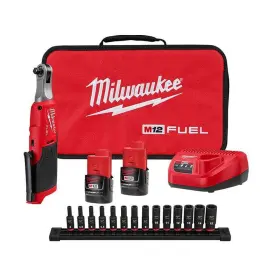 2567-22-49-66-7003 Milwaukee M12 Fuel 12v Cordless High Speed 3/8 Inch Ratchet Kit With 1/4 Drive Metric Deep Well Im