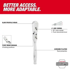 Milwaukee 313048641655 3/8 Inch Drive 9 Flex Head Ratchet