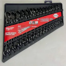58-09-9514 Milwaukee 15 Piece Metric Flex Head Wrench Set 8mm-22mm Steel