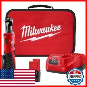B006gkfwss Milwaukee 2457-21 M12 3/8 Inch Cordless Li-ion Ratchet Kit