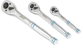 03000a Nobrand 100-tooth Quick-release Ratchet-wrench Set 1/4 Inch 3/8 1/2 Drive 3-piece