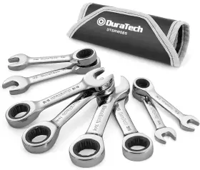 16ftft-3 Nobrand Dtsrw08s Stubby Ratcheting Wrench Set Sae 8-piece 5/16ftft-3/4ftft Cr-v Steel