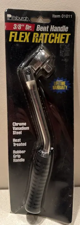 Pittsburgh 01011 3/8 Inch Drive Bent Handle Flex Ratchet 01011. New In Package