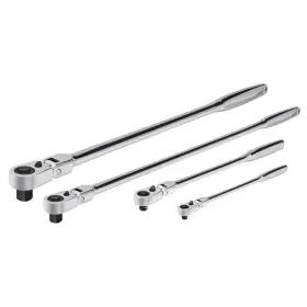 240238 Powerbuilt 4 Piece Pro Tech Long Reach Flex Head Ratchet Set Silver