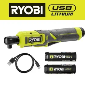 Fvrc51k-fvb02 Ryobi Usb Lithium 3/8 Inch Ratchet Kit With 2.0 Ah Battery And Charging Cable Lithiu