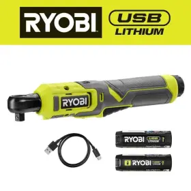 Fvrc51k-fvb03 Ryobi Usb Lithium 3/8 Inch Ratchet Kit With 2.0 Ah Battery Charging Cable & 3.0