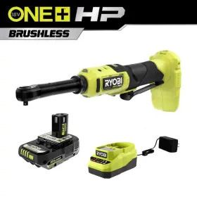 Pblrc01k1 Ryobi One 18v Brushless Cordless 1/4 Inch Extended Reach Ratchet With 1 2.0 Ah Battery And Ch