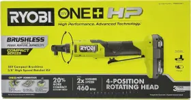 Ryobi Tools 033287204724 - One 18v Hp Brushless Cordless 3/8 Inch High Speed Ratchet Kit With 2.0 A